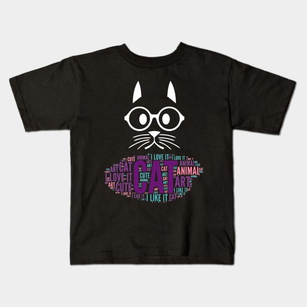 Cute Cat Drawing II Kids T-Shirt by anbartshirts